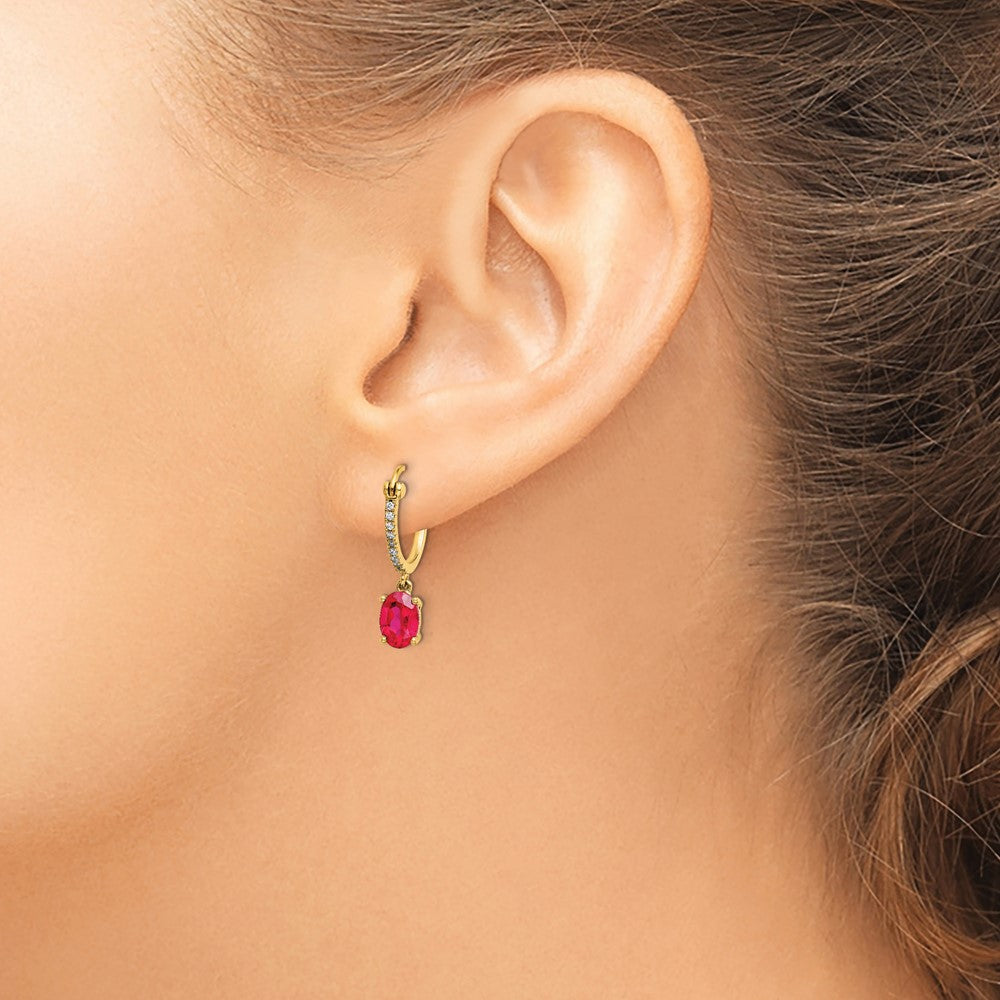 Diamond & Gemstone Dangle Hoop Earrings