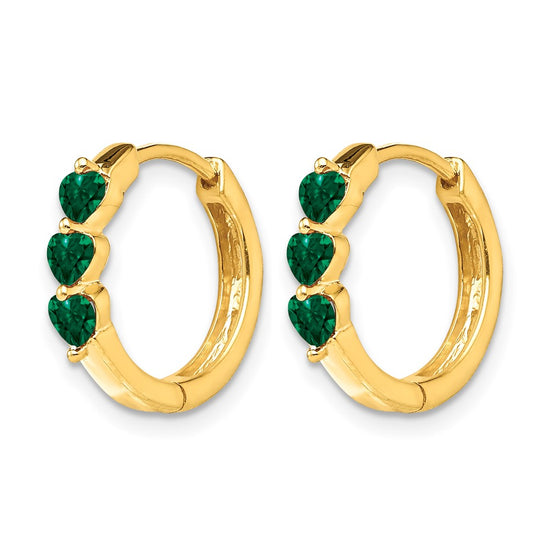 Heart Gemstone Hinged Hoop Earrings