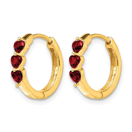 Heart Gemstone Hinged Hoop Earrings