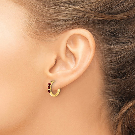 Heart Gemstone Hinged Hoop Earrings