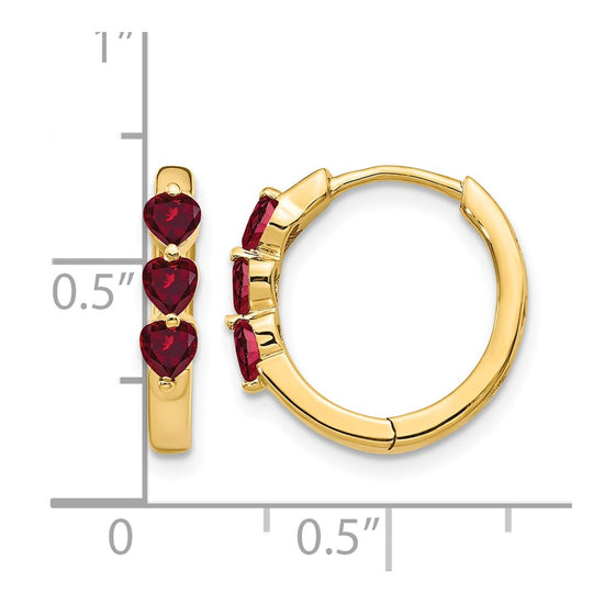 Heart Gemstone Hinged Hoop Earrings