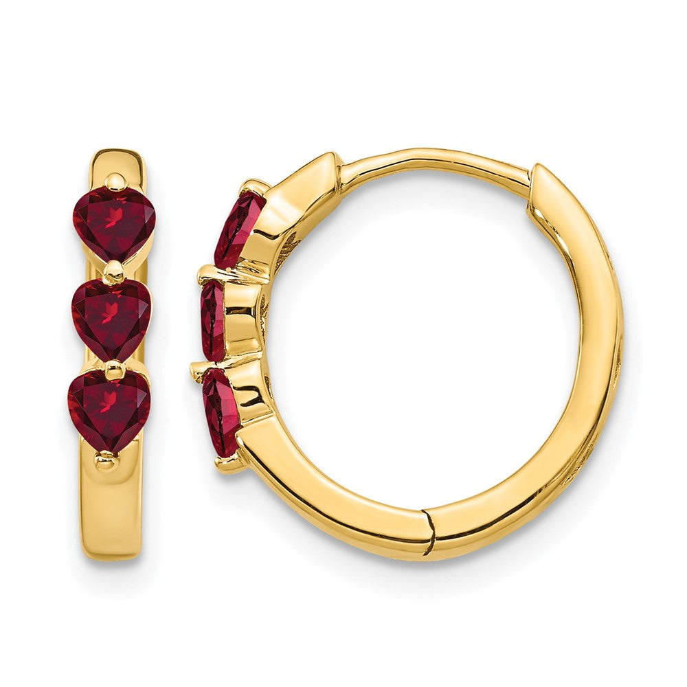 Heart Gemstone Hinged Hoop Earrings