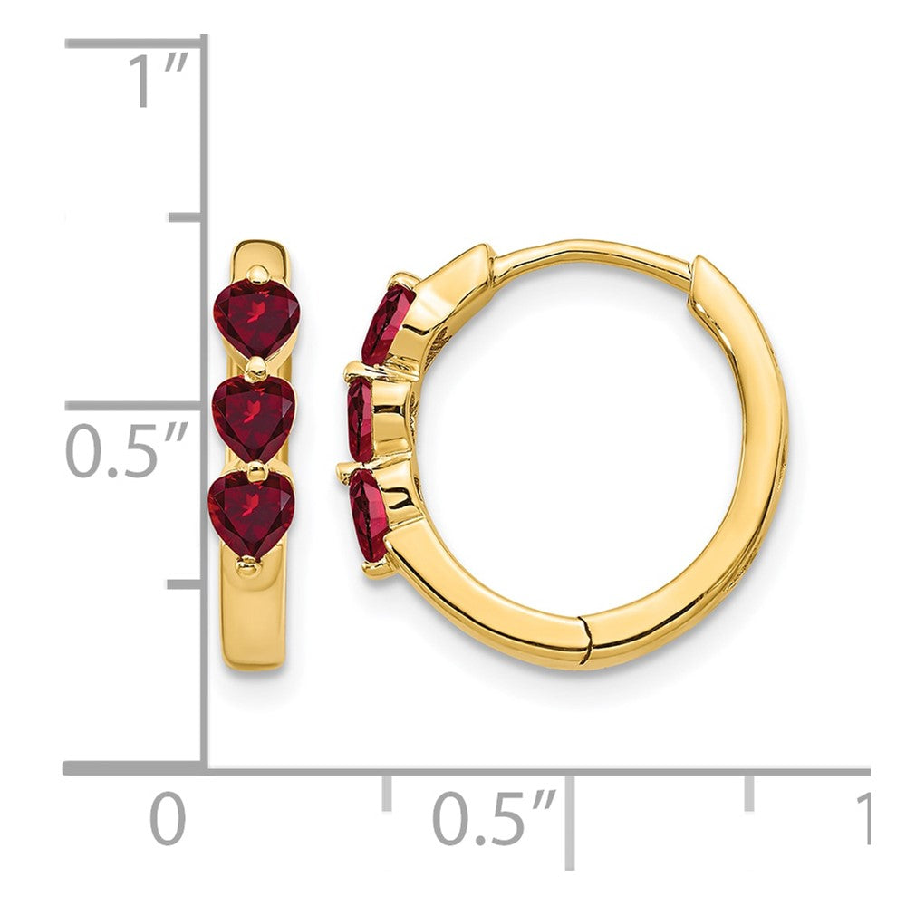 Heart Gemstone Hinged Hoop Earrings