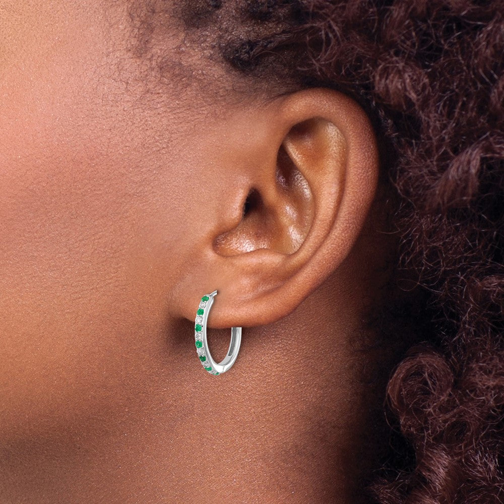 Diamond & Gemstone Hinged Hoop Earrings