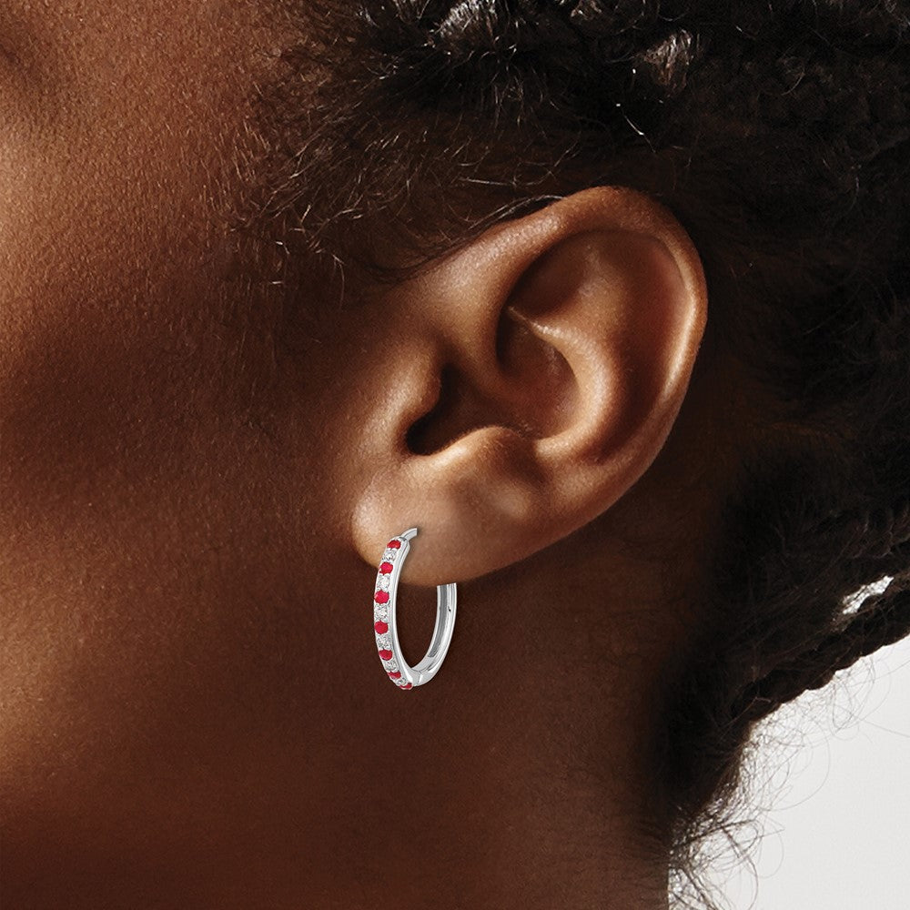 Diamond & Gemstone Hinged Hoop Earrings