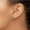 14k White Gold Sapphire Cluster and Diamond Halo Heart Post Earrings