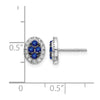 14k White Gold Sapphire Cluster and Diamond Halo Oval Post Earrings