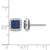 14k White Gold Sapphire Cluster and Diamond Halo Square Post Earrings