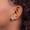 14k White Gold Princess Emerald and Diamond Post Earrings