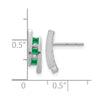 14k White Gold Princess Emerald and Diamond Post Earrings