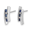 14k White Gold Princess Sapphire and Diamond Post Earrings