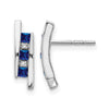 14k White Gold Princess Sapphire and Diamond Post Earrings