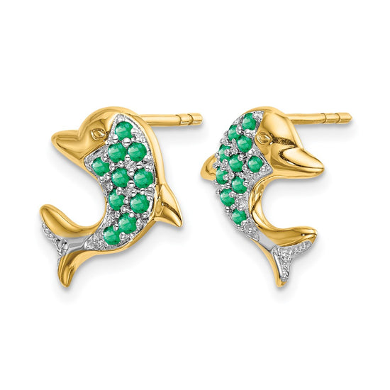 Gemstone & Diamond Dolphin Post Earrings