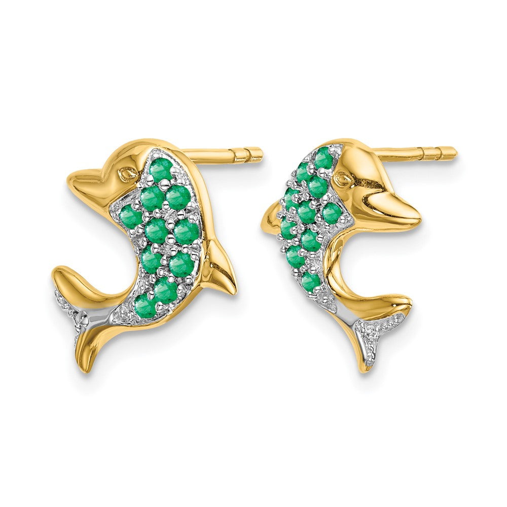 Gemstone & Diamond Dolphin Post Earrings