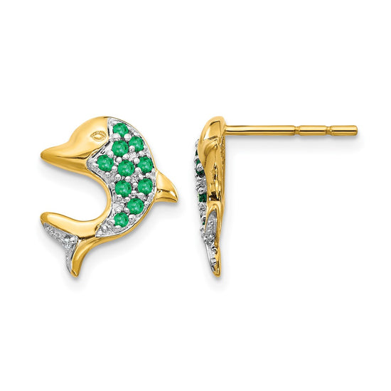 Gemstone & Diamond Dolphin Post Earrings