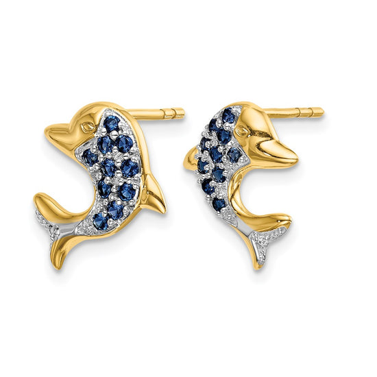 Gemstone & Diamond Dolphin Post Earrings