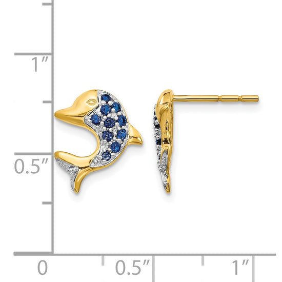 Gemstone & Diamond Dolphin Post Earrings