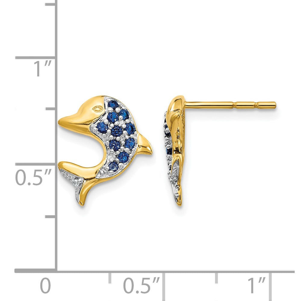 Gemstone & Diamond Dolphin Post Earrings
