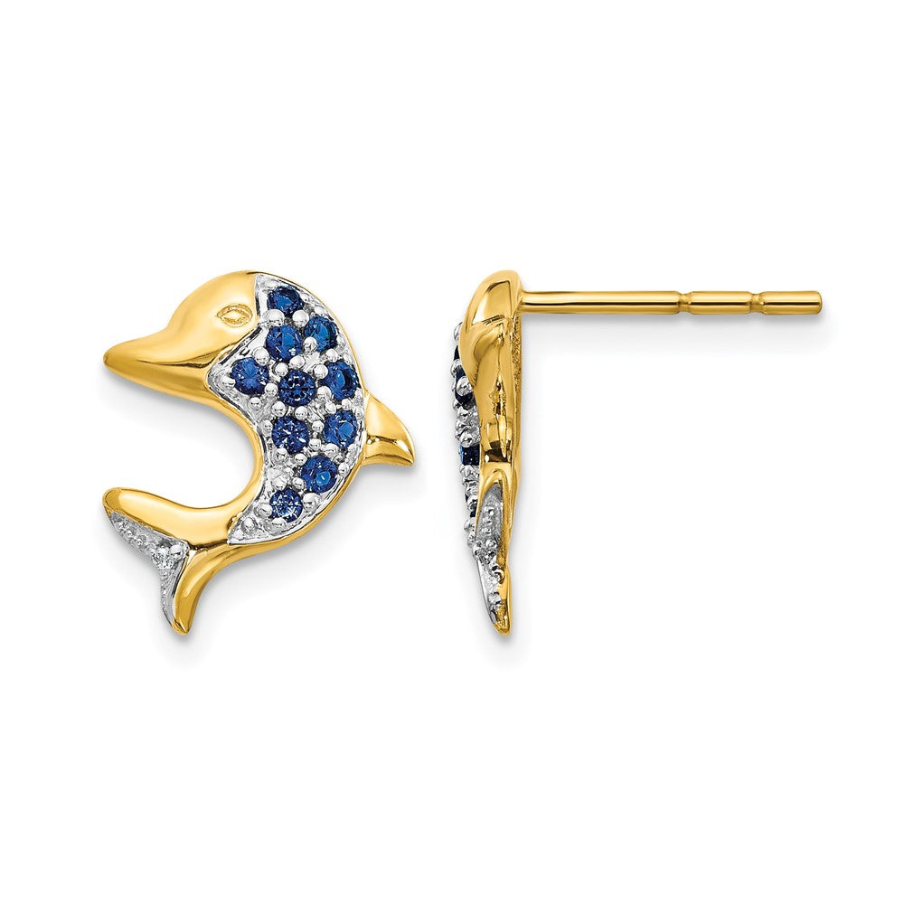 Gemstone & Diamond Dolphin Post Earrings