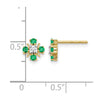14k 2mm Round Emerald and Diamond Post Earrings
