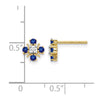 14k 2mm Round Blue Sapphire and Diamond Post Earrings