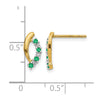 14k Emerald and Diamond Curved Post Earrings
