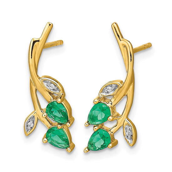 Diamond and Pear Gemstone Floral Post Earrings