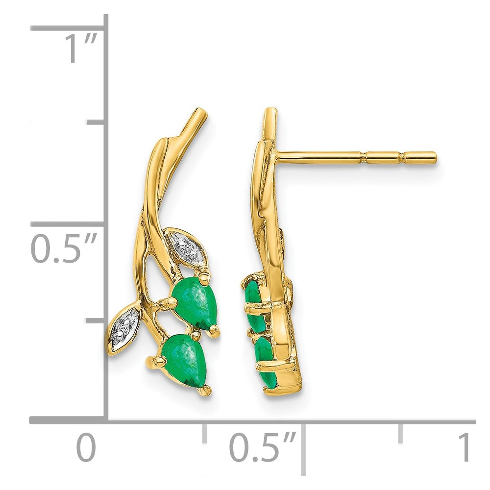 Diamond and Pear Gemstone Floral Post Earrings