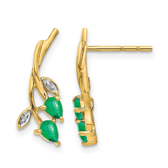 Diamond and Pear Gemstone Floral Post Earrings