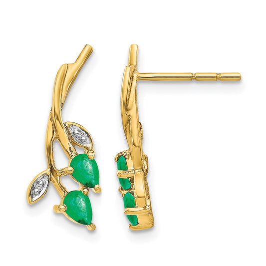 Diamond and Pear Gemstone Floral Post Earrings