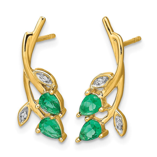 Diamond and Pear Gemstone Floral Post Earrings