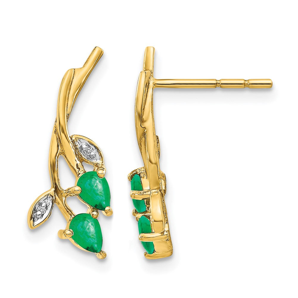 Diamond and Pear Gemstone Floral Post Earrings