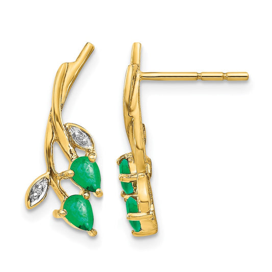 Diamond and Pear Gemstone Floral Post Earrings