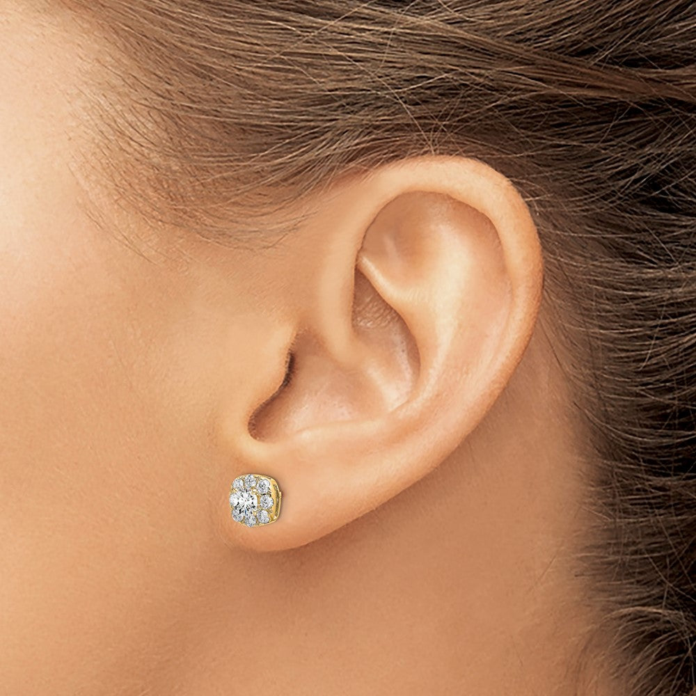 Diamond Cushion Halo Earrings