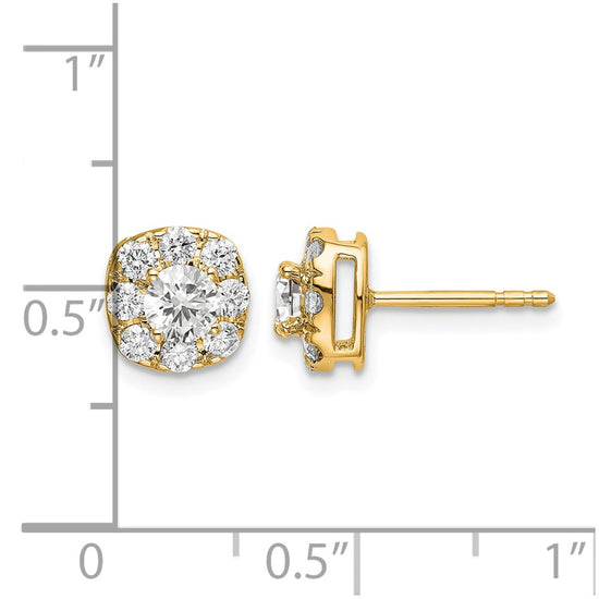Diamond Cushion Halo Earrings