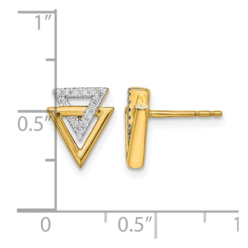 14k Polished 1/10 carat Diamond Double Triangle Post Earrings