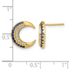 14k Polished Moon Sapphire and Diamond Post Earrings