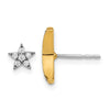 14k Two-tone 1/6 carat Diamond Crescent Moon and Star Mis-match Post Earrings