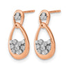 14k Rose Gold Polished Diamond Double Teardrop Post Earrings