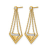 14k Satin/Polished 1/6 carat Diamond Triangle and Chain Dangle Post Earrings