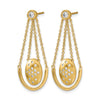 14k Satin/Polished 1/3 carat Diamond Oval with Chain Dangle Post Earrings