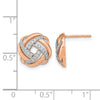 14k Rose Gold Polished 1/4 carat Diamond Love Knot Post Earrings