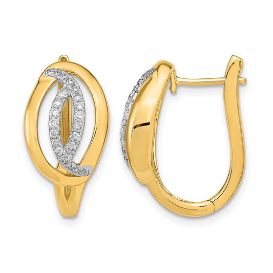 14k 1/3 carat Diamond Fancy Oval Hinged Hoop Earrings