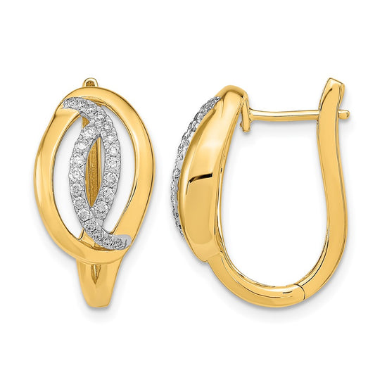 14k 1/3 carat Diamond Fancy Oval Hinged Hoop Earrings
