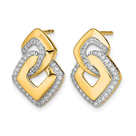 14k Polished 1/3 carat Diamond Fancy Shaped Post Earrings