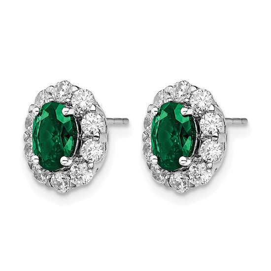 Oval Gemstone & Diamond Halo Post Earrings