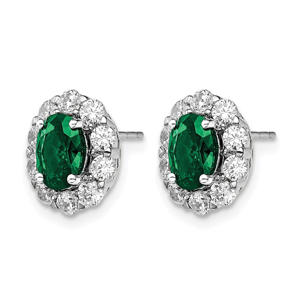 Oval Gemstone & Diamond Halo Post Earrings