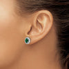 Oval Gemstone & Diamond Halo Post Earrings