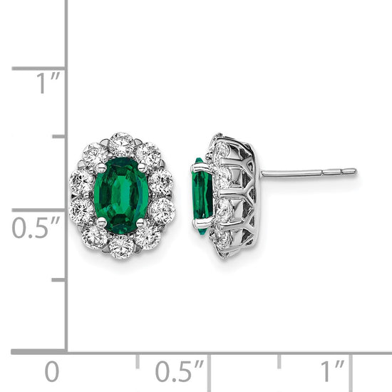 Oval Gemstone & Diamond Halo Post Earrings