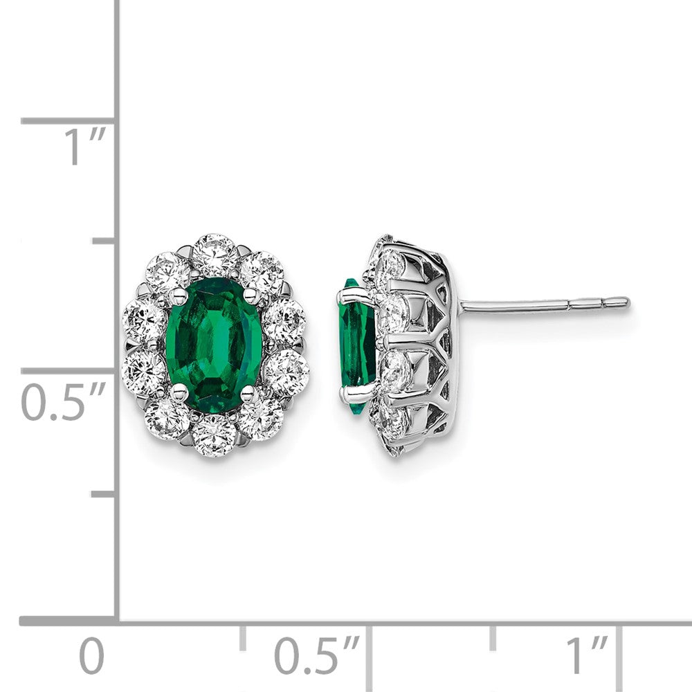 Oval Gemstone & Diamond Halo Post Earrings